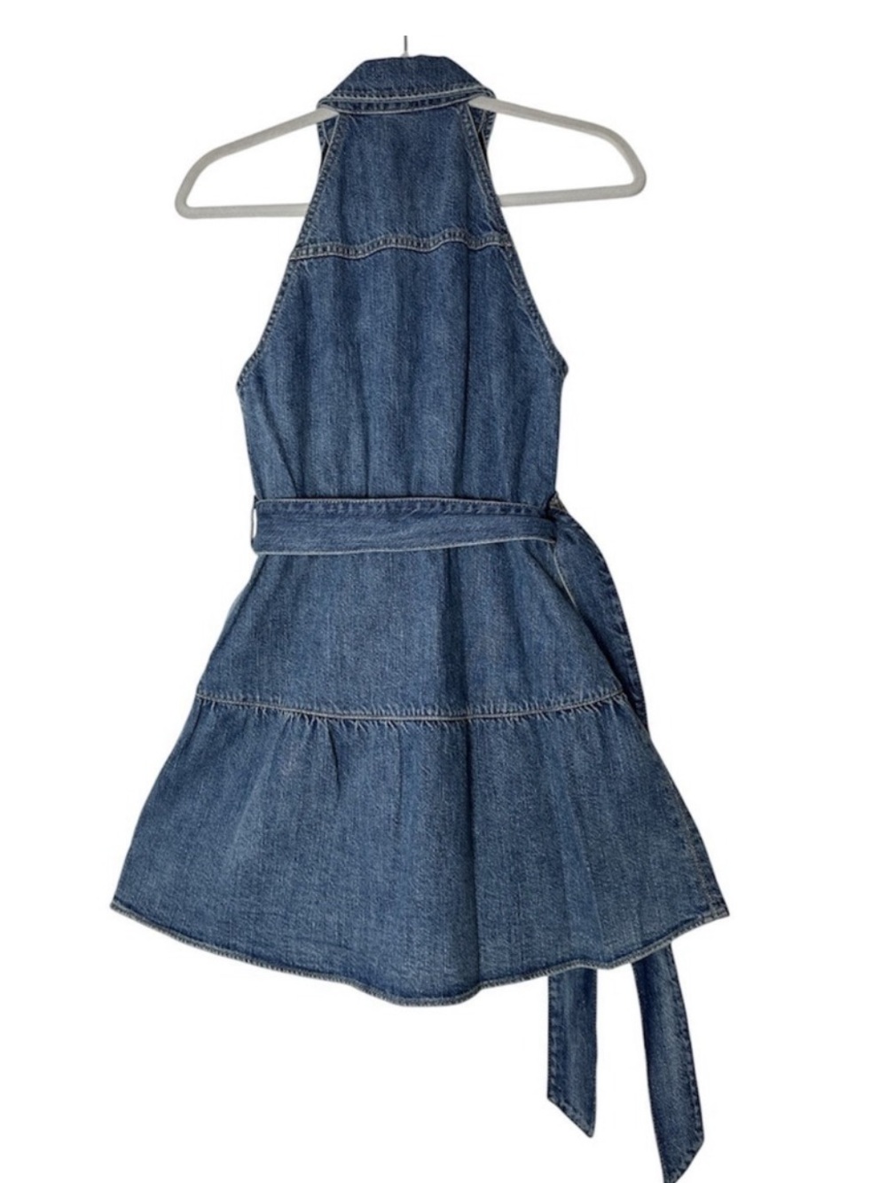 Alice + Olivia Jeans Sleeveless Denim Tie-Waist Dress - Blue - Picture 3 of 6